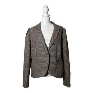 Autres Filles Houndstooth Shoulder Padded Womens Blazer Crest Buttons NWT US XL